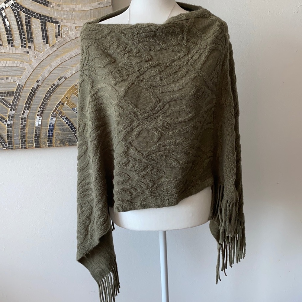 Do Everything In Love Olive Green Sweater Poncho